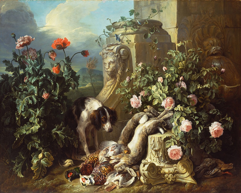 Alexandre François Desportes - Dogs with Flowers and Dead Game