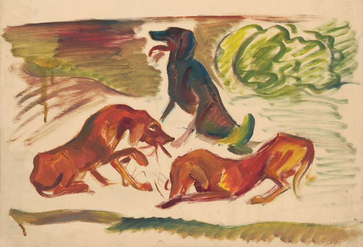 Arnold Peter Weisz-Kubínčan - Dogs in a Landscape