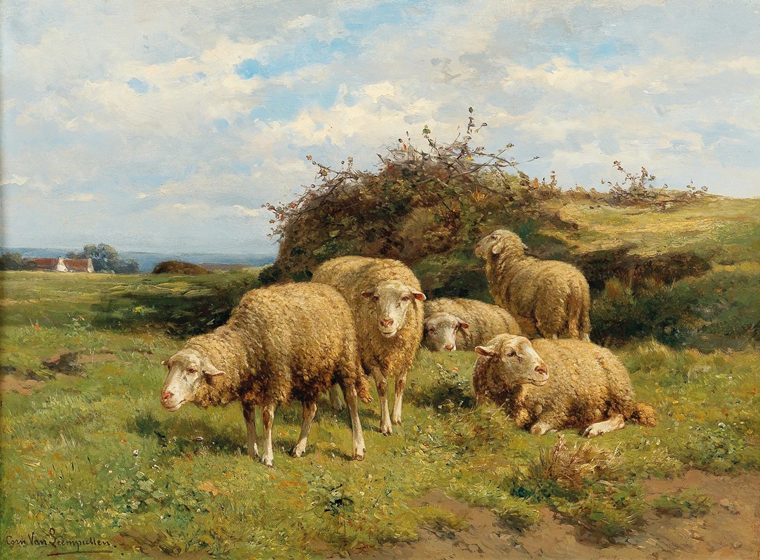 Cornelius van Leemputten - Sheep In A Meadow