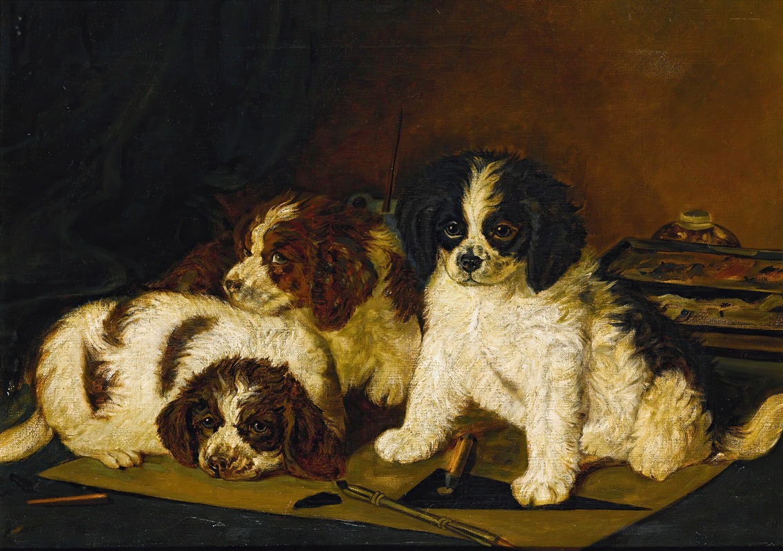 English School - Three Spaniel Puppies