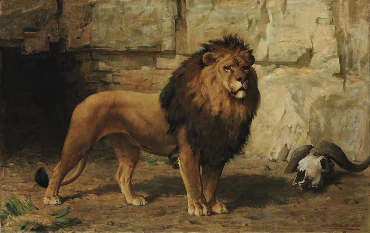 George Goodwin Kilburne, Jr. - A Lion guarding his Den