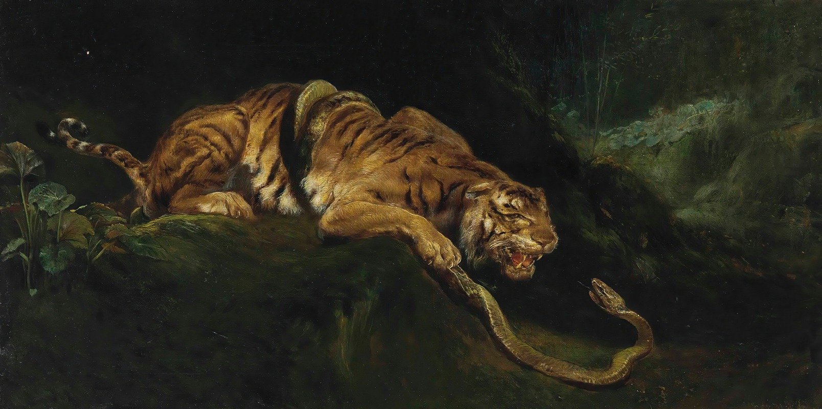 Giulio Aristide Sartorio - A Tiger Struggling With A Snake