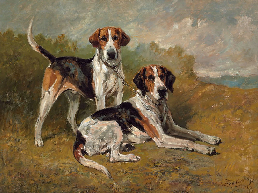 John Emms - Two Hounds Resting