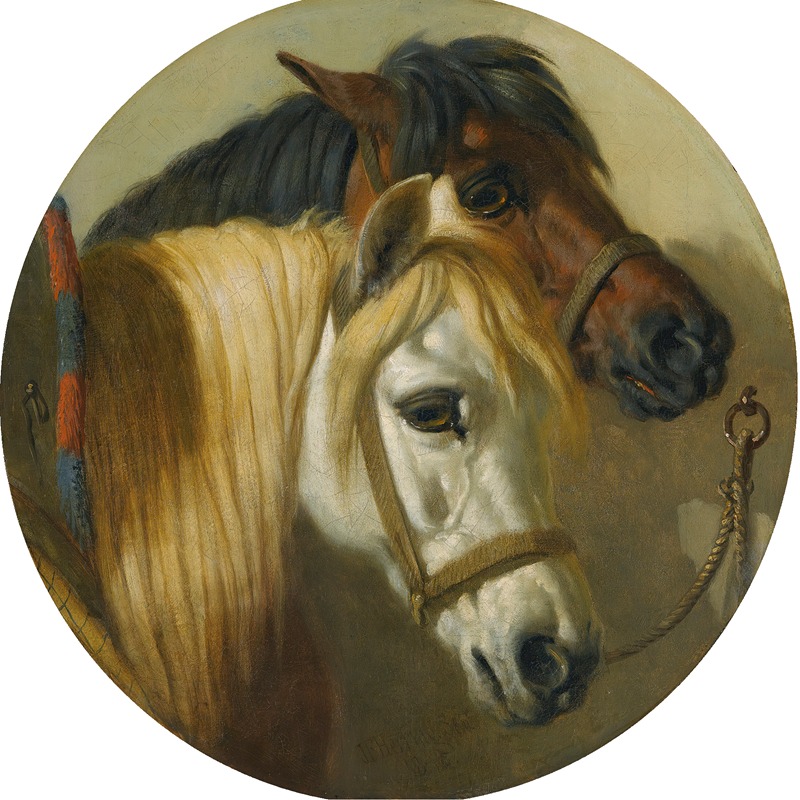 John Frederick Herring Snr. - Good Friends; A Study Of Two Horses In A Stable