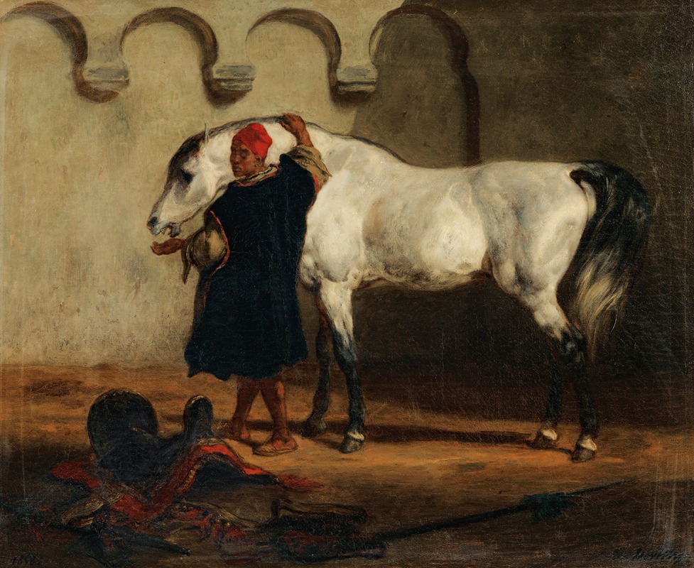 Louis-Théodore Devilly - Horse In The Stable