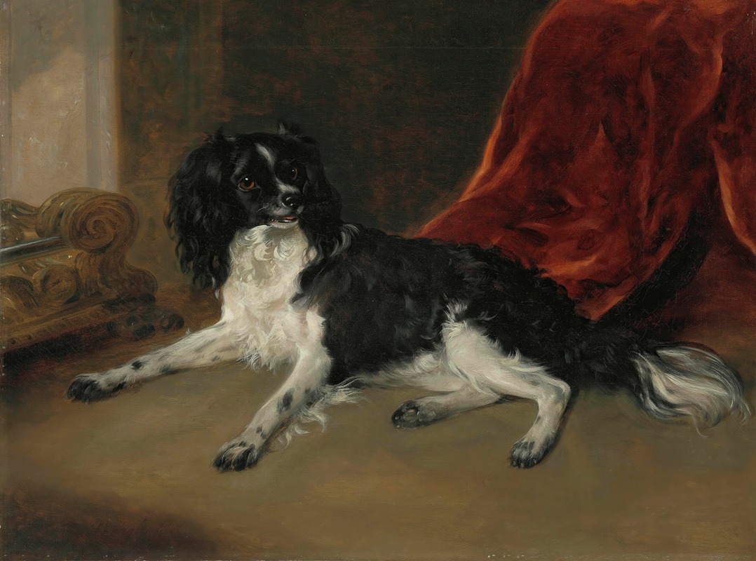 Ramsay Richard Reinagle - A King Charles Spaniel By A Fireplace