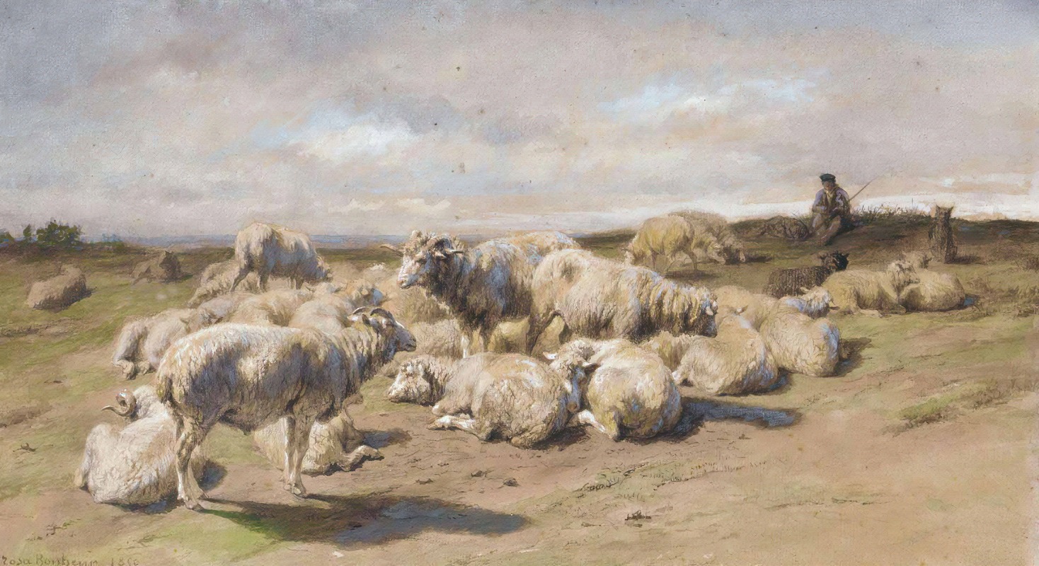 Rosa Bonheur - A Shepherd Resting With His Flock