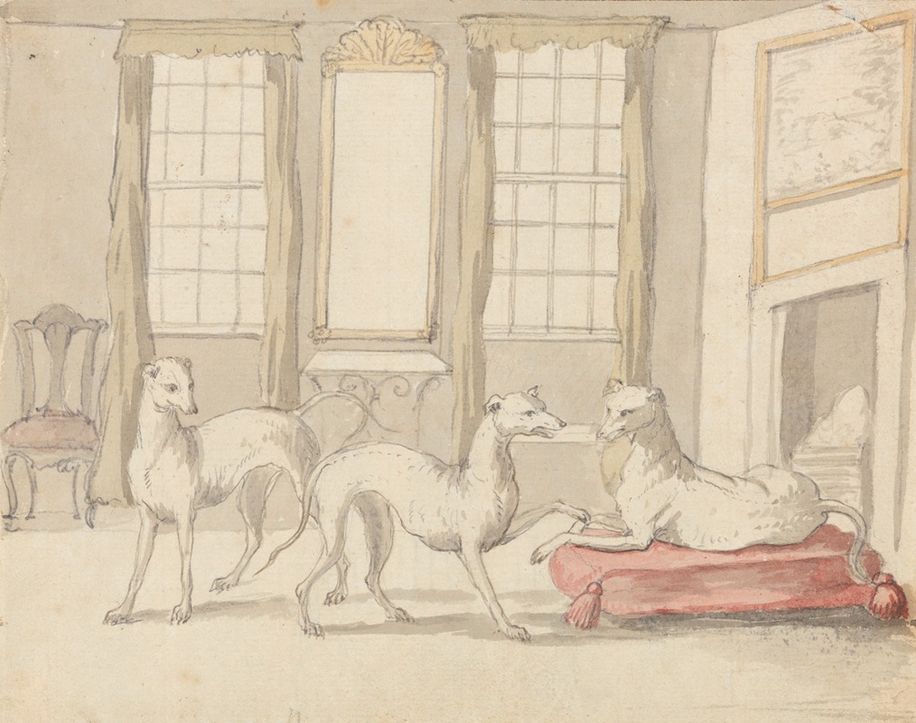 Pieter Casteels - Three Greyhounds in a Room
