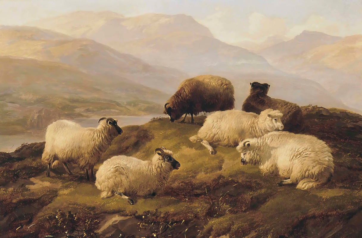 Thomas Sidney Cooper - Sheep Resting In A Highland Landscape