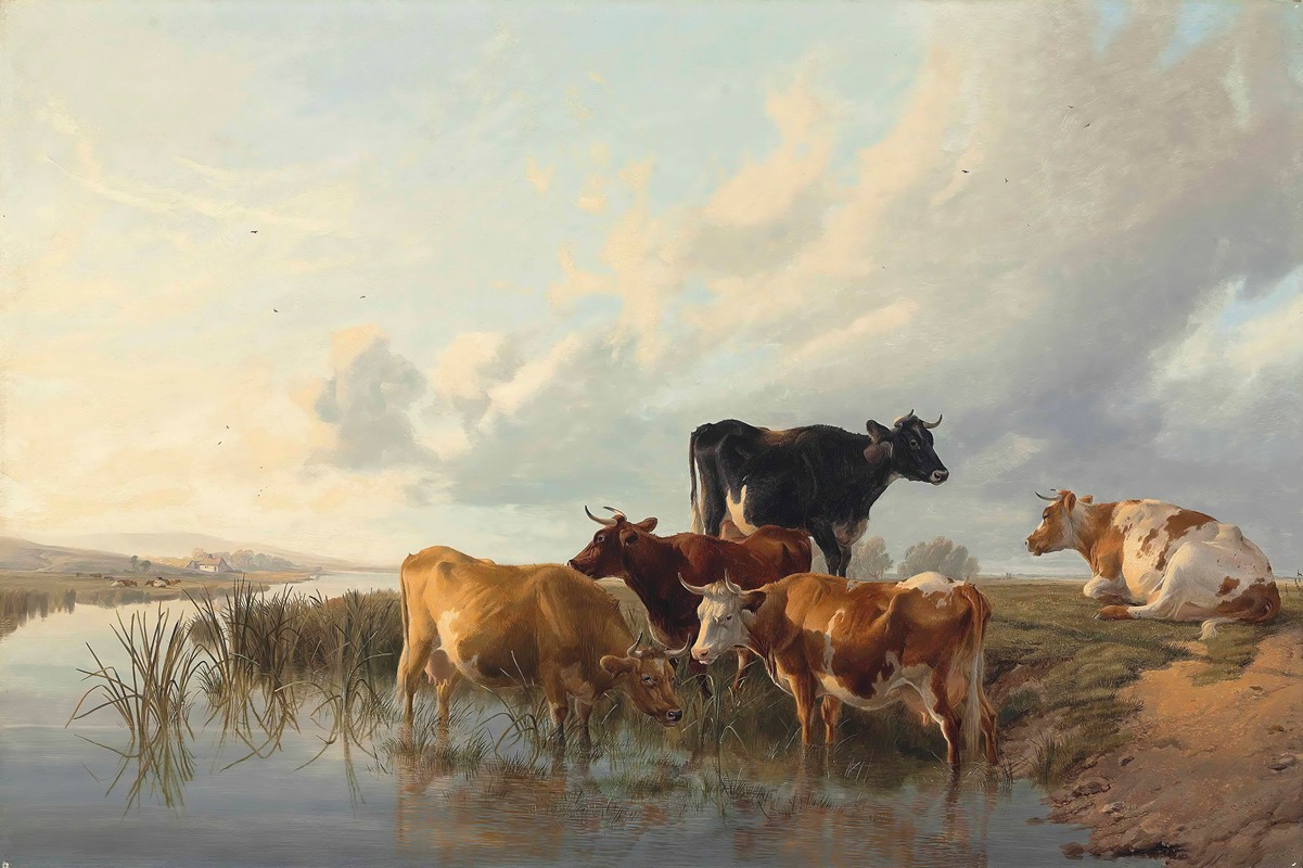 Thomas Sidney Cooper - Cattle By A River