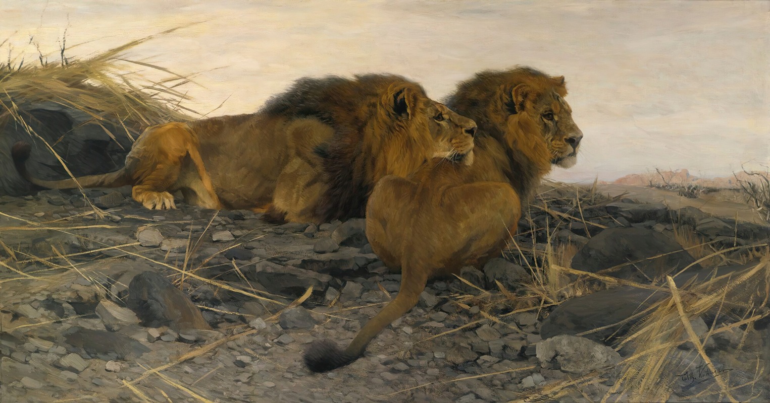 Wilhelm Kuhnert - Lions At Watch
