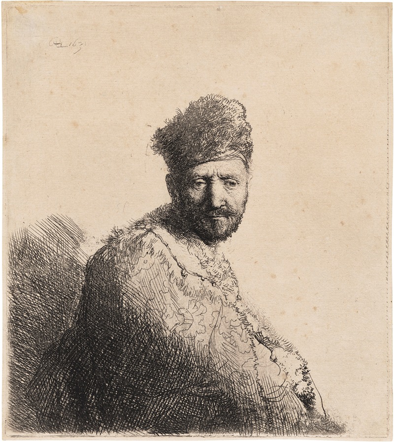 Rembrandt van Rijn - Bearded Man, in a furred Oriental Cap and Robe