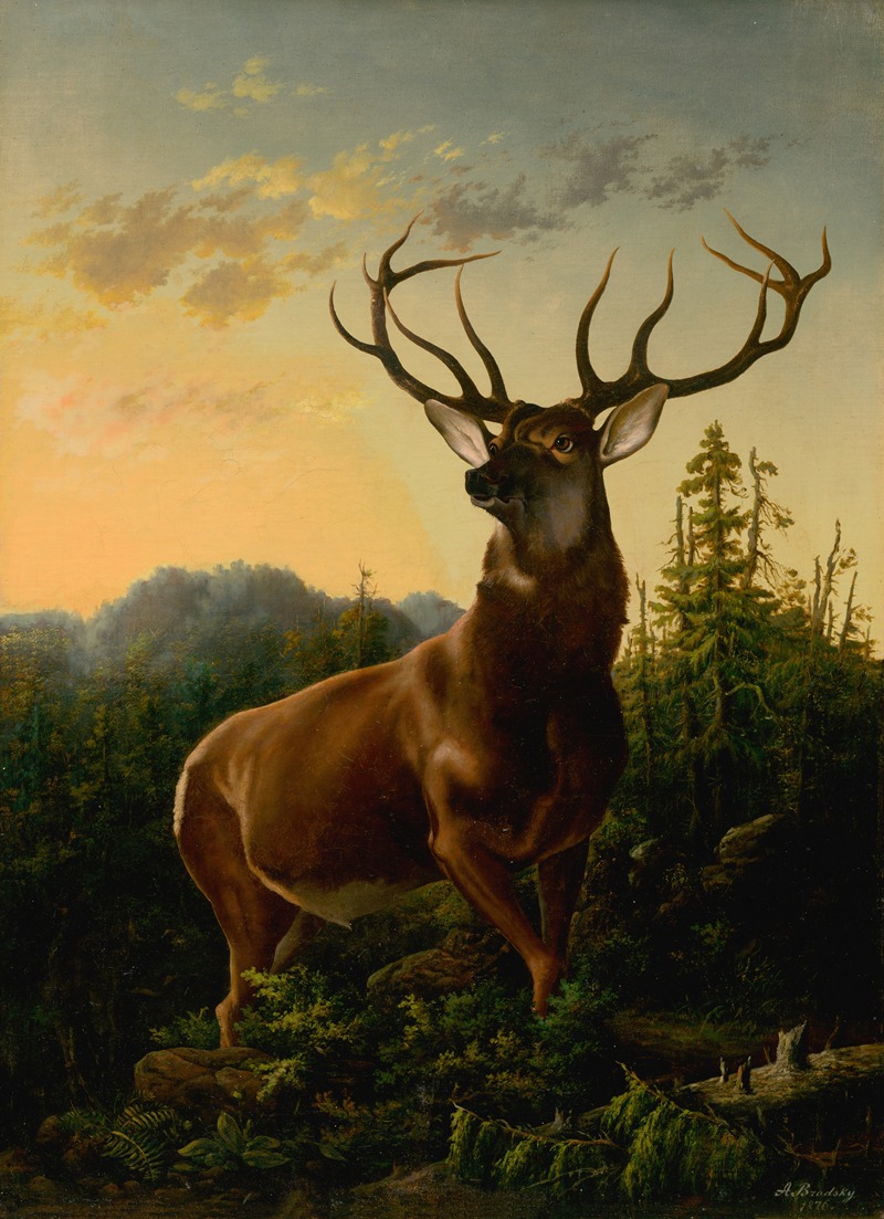 Alexander Brodszky - Deer in Forest Landscape