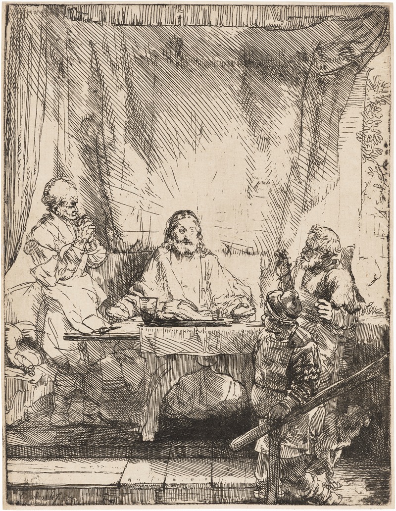 Rembrandt van Rijn - Christ at Emmaus: the larger Plate