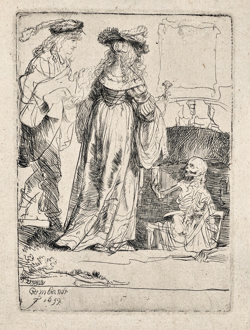 Rembrandt van Rijn - Death appearing to a Wedded Couple from an open Grave