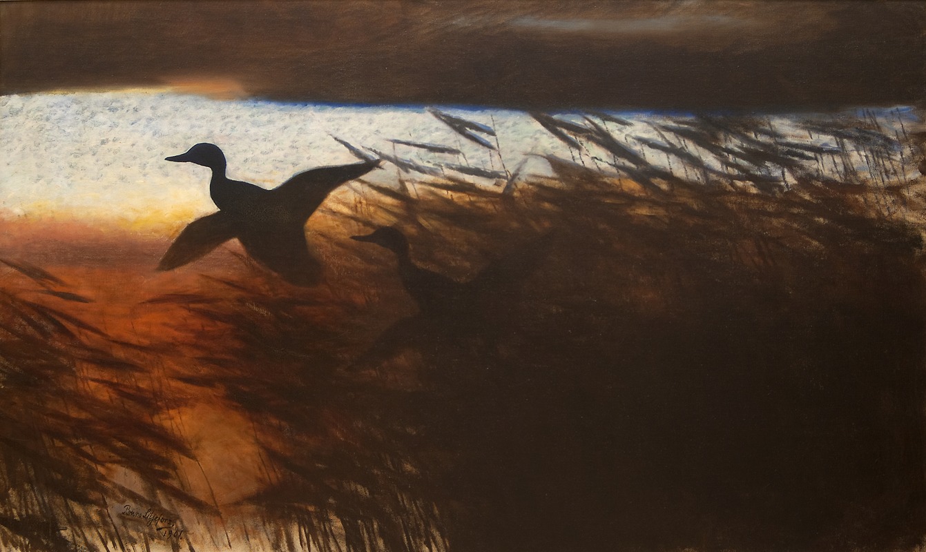 Bruno Liljefors - Summer Night Ducks Lifting off