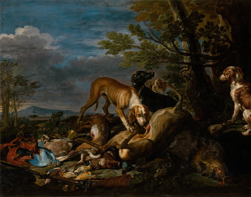 David de Coninck - Hunting Still Life with Dogs