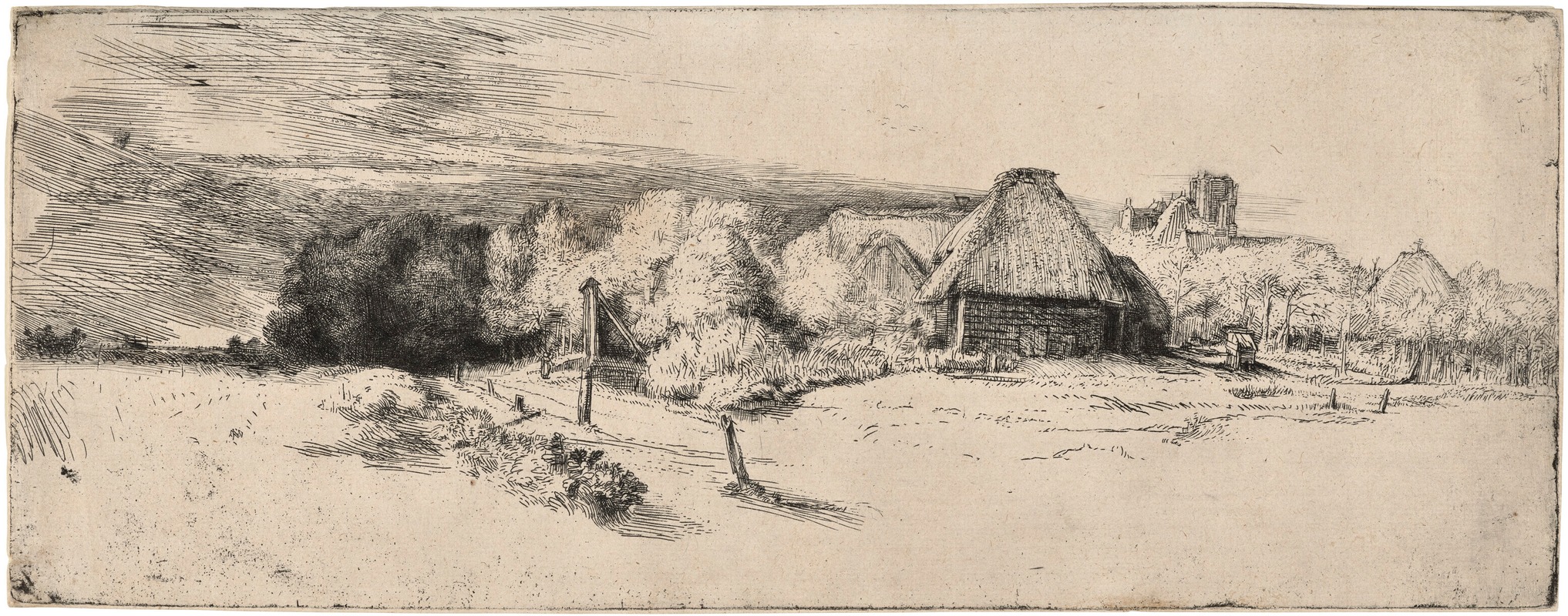Rembrandt van Rijn - Landscape with a Farm Building and the ‘House with the Tower’