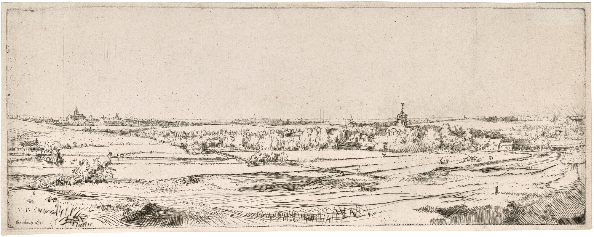 Rembrandt van Rijn - Panorama near Bloemendael showing the Saxenburg Estate (‘The Goldweigher’s Field’)