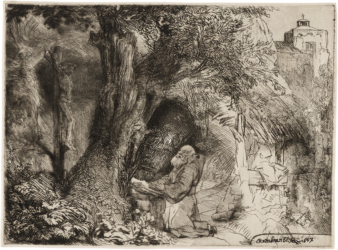 Rembrandt van Rijn - Saint Francis beneath a Tree praying