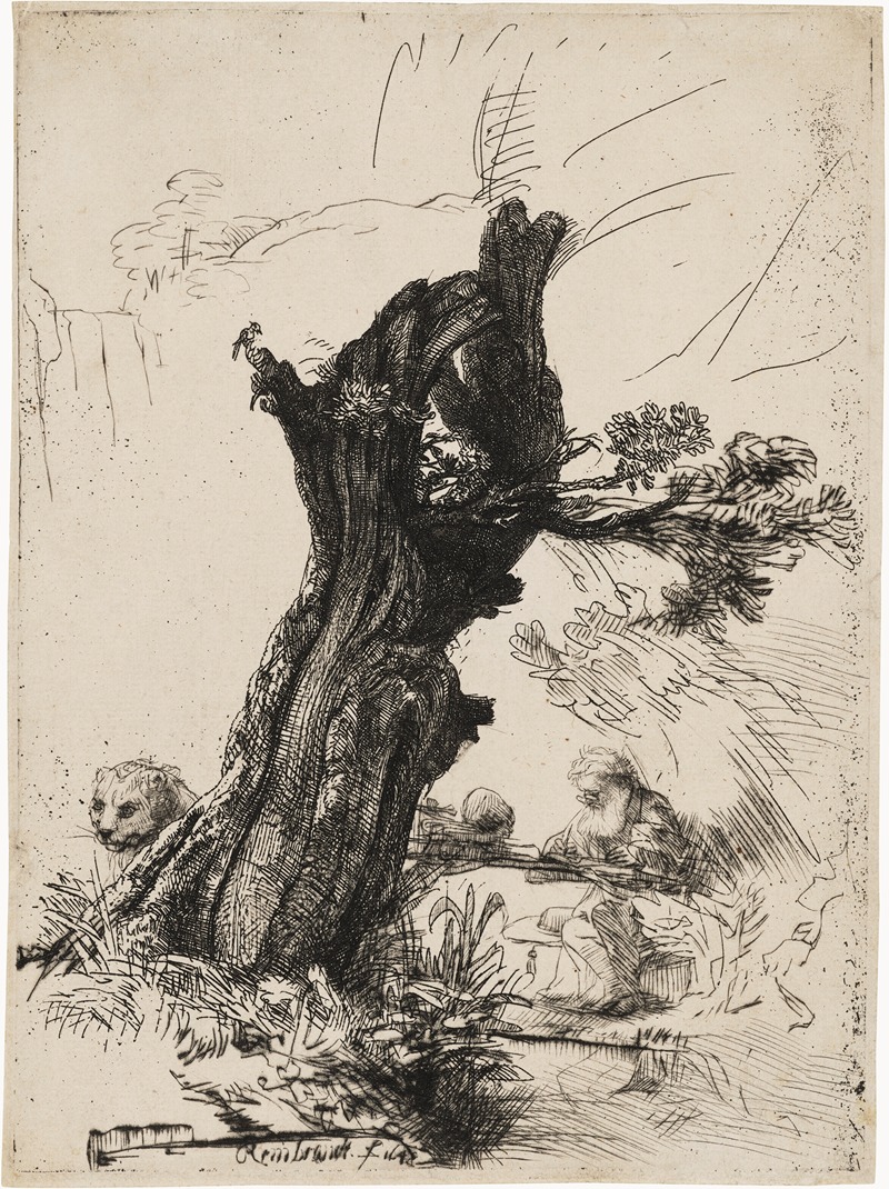 Rembrandt van Rijn - Saint Jerome beside a Pollard Willow