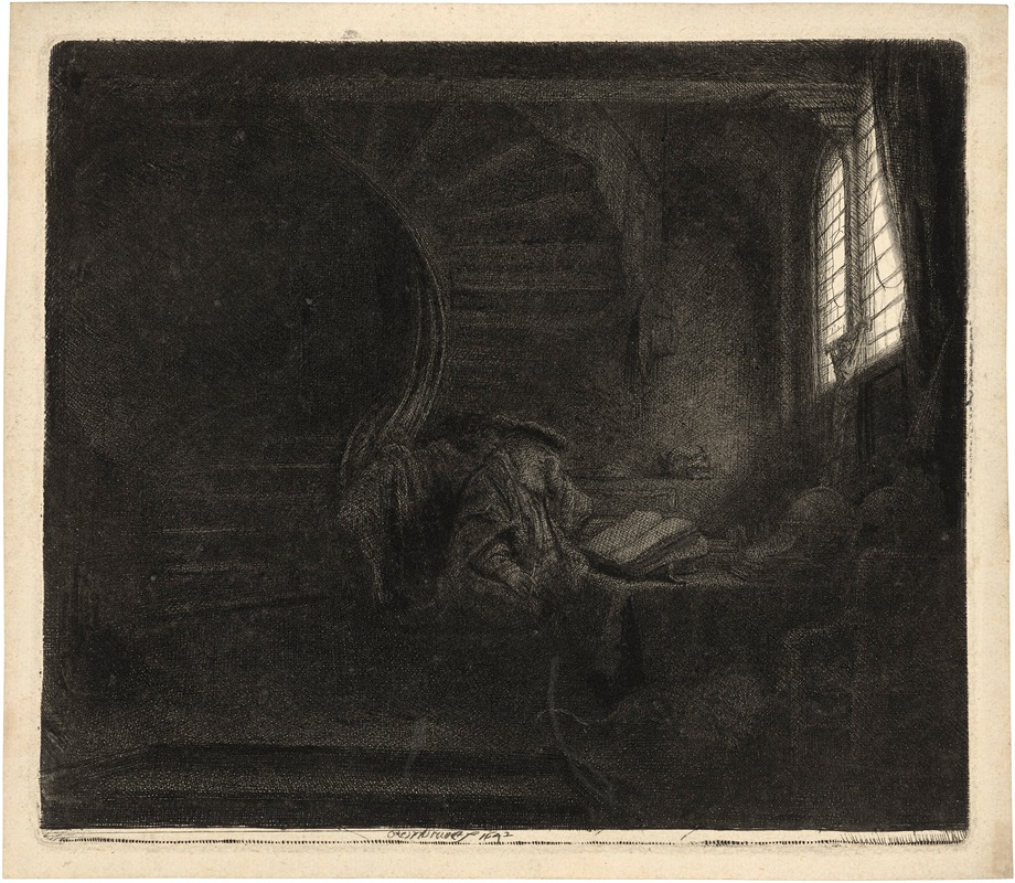 Rembrandt van Rijn - Saint Jerome in a dark Chamber