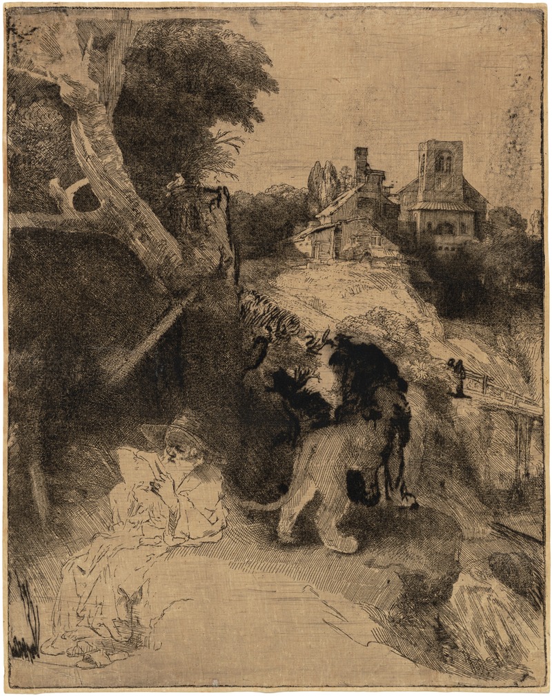 Rembrandt van Rijn - Saint Jerome reading in an Italian Landscape