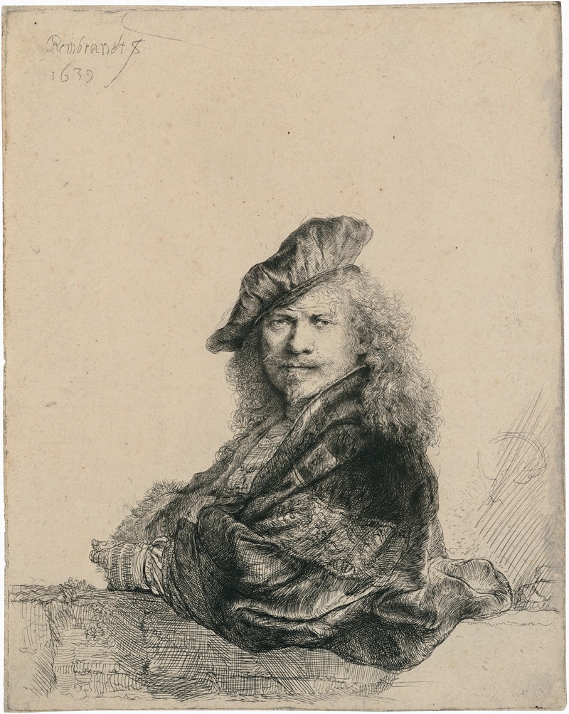 Rembrandt van Rijn - Self-Portrait leaning on a Stone Sill