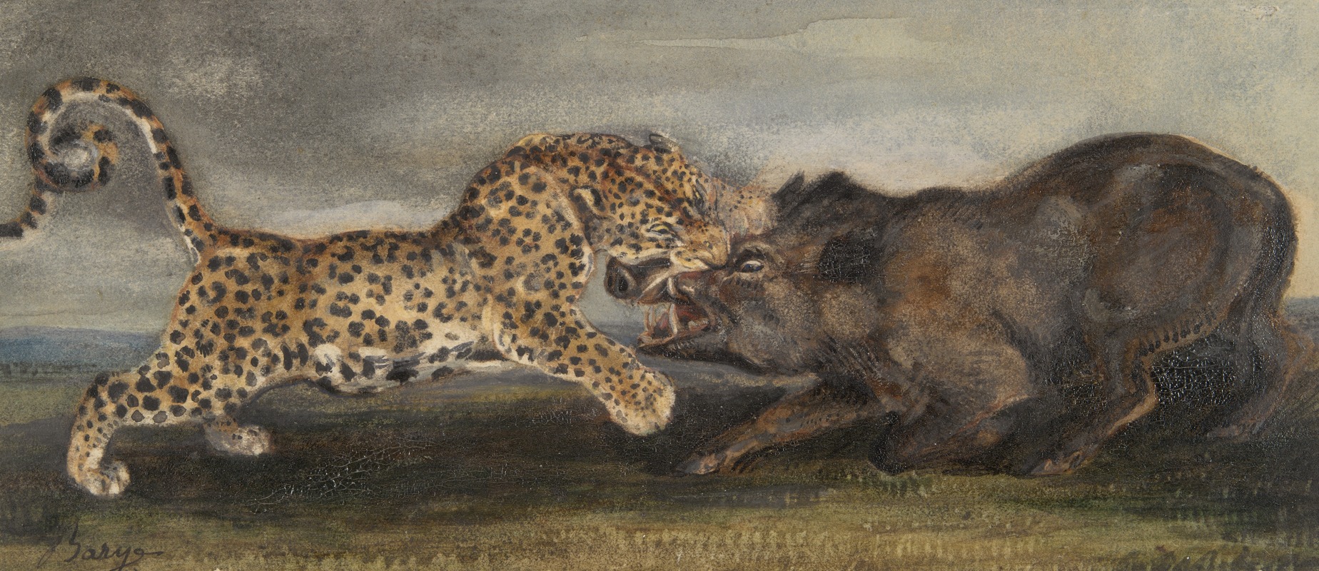 Antoine-Louis Barye - Léopard aux prises avec un sanglier (Léopard Struggling with a Wild Boar)