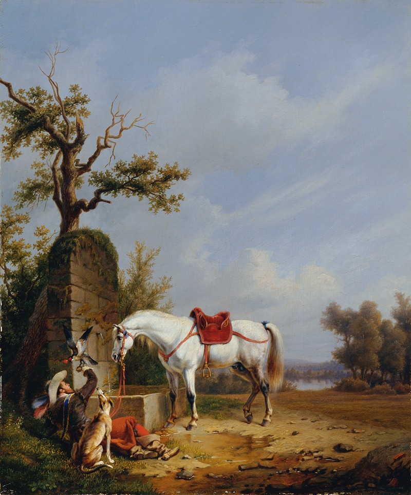 Edmond Jean-Baptiste Tschaggeny - Reiter mit Pferd