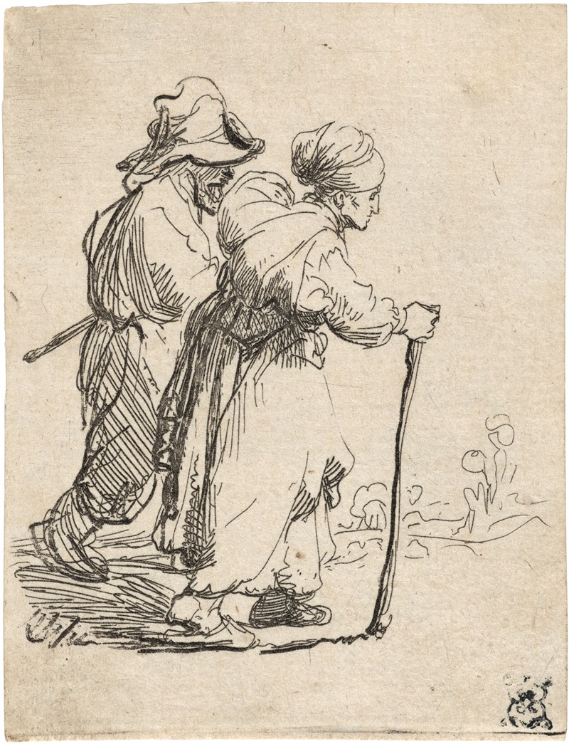 Rembrandt van Rijn - Two Tramps, a Man and a Woman