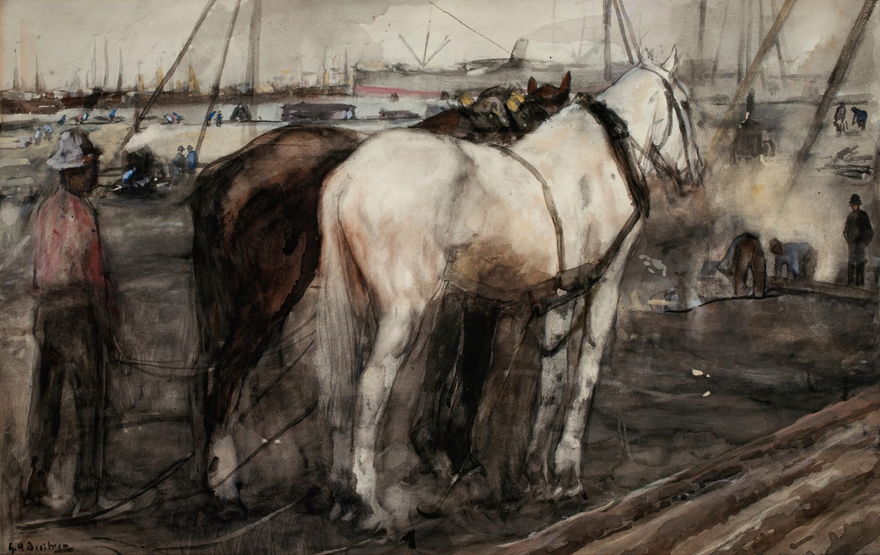 George Hendrik Breitner - Work Horses At The Houthaven, Amsterdam