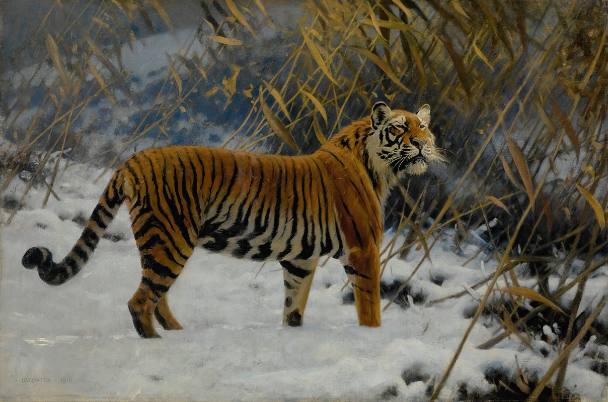 Hugo Ungewitter - A Tiger Prowling In The Snow