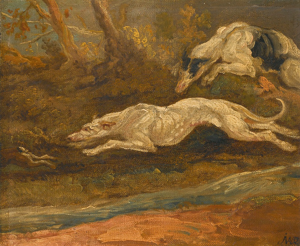 James Ward - The Escape; Two Greyhounds Coursing A Hare
