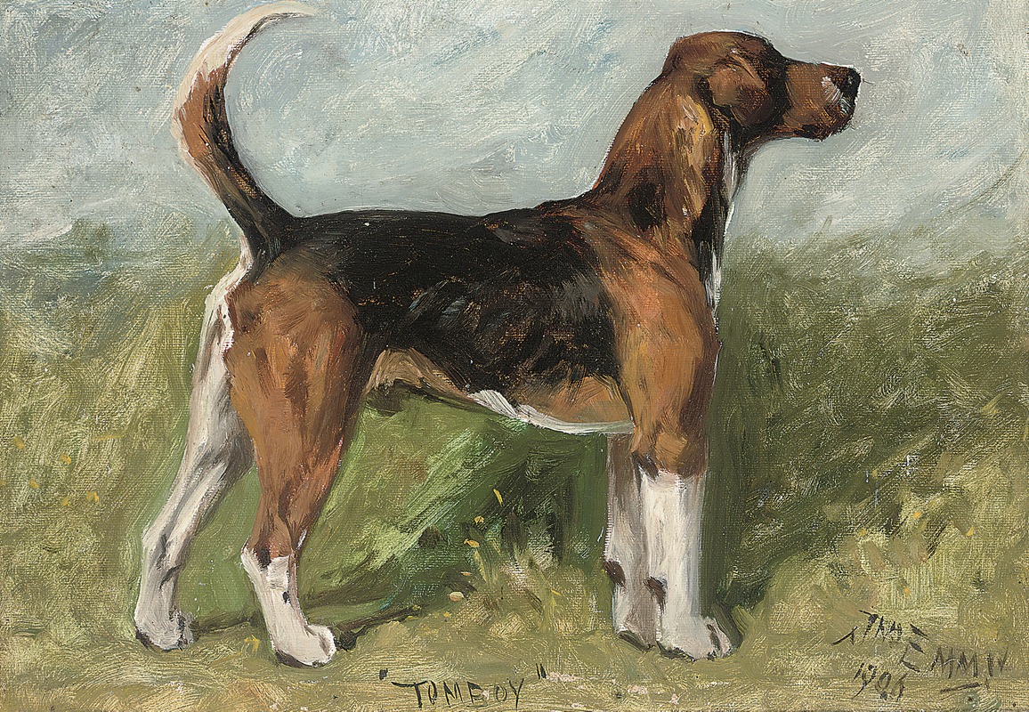 John Emms - Tomboy, a beagle in a landscape