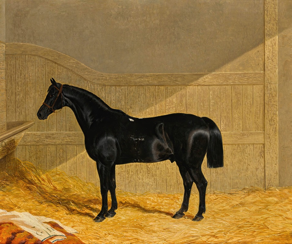 John Frederick Herring Snr. - Black Horse In A Stable