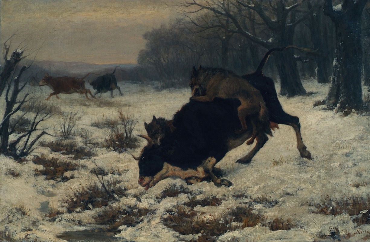 Otto von Thoren - Eine Kuh wird von Wölfen angefallen