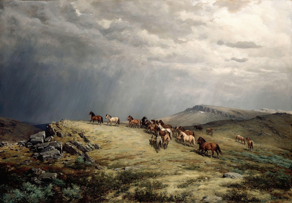 Peter Nicolai Arbo - Horses in the Mountains