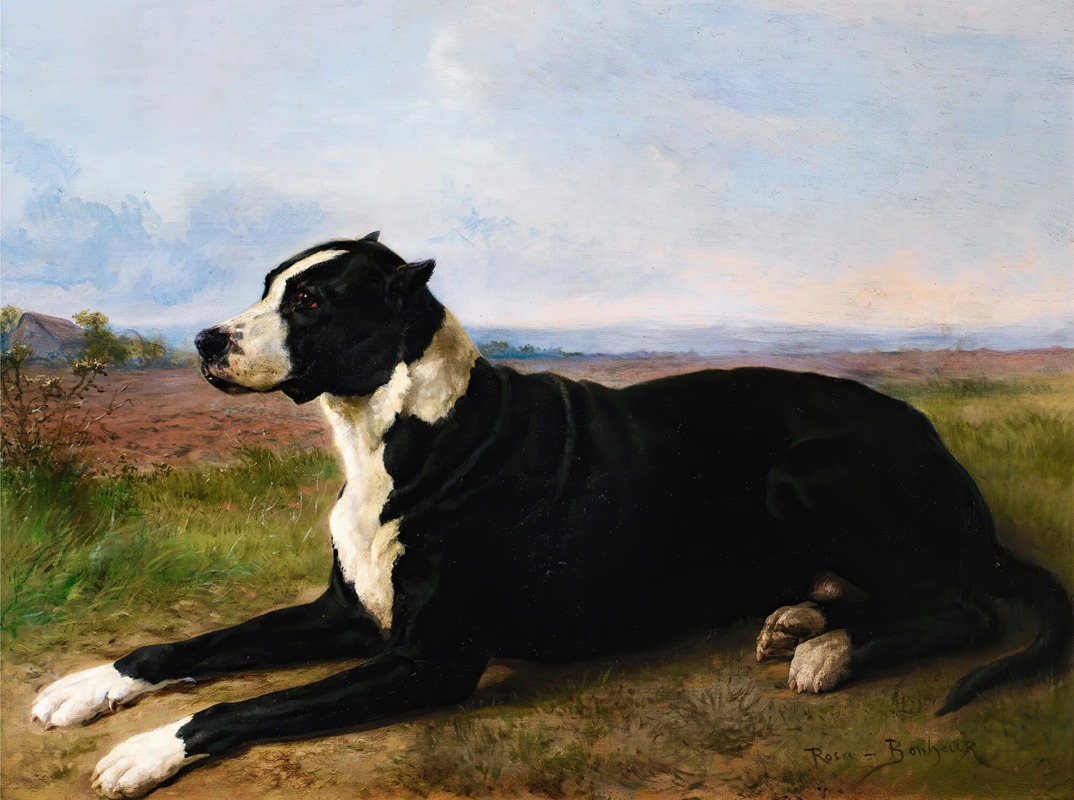 Rosa Bonheur - Portrait Of A Mastiff-Labrador In A Landscape