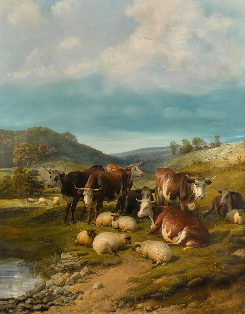 Thomas Sidney Cooper - Cattle and Sheep at a Watering Place