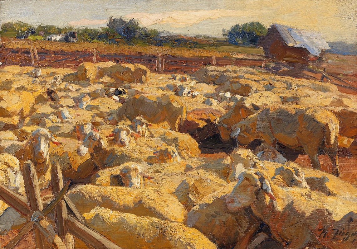 Heinrich Von Zügel - Schafe im Pferch
