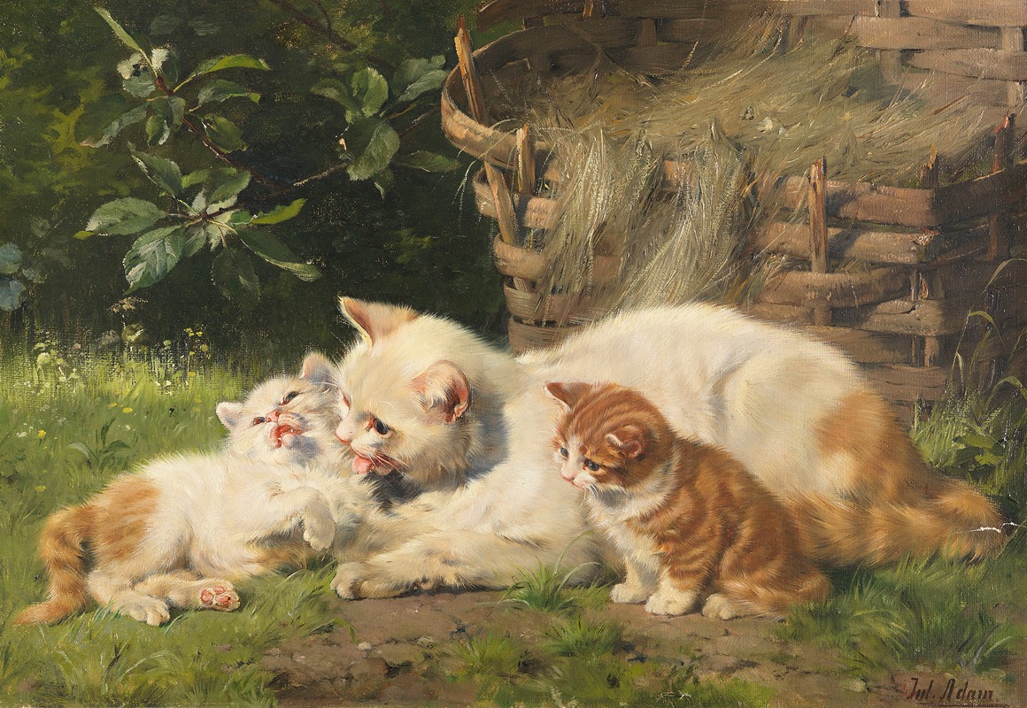 Julius Adam the younger - Katzenmutter mit ihren beiden Jungen