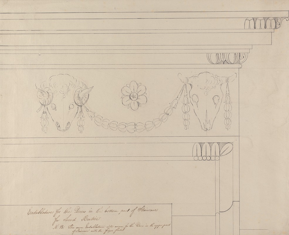 Robert Adam - Headfort House, Ireland: Detail of Entablature in the Staircase