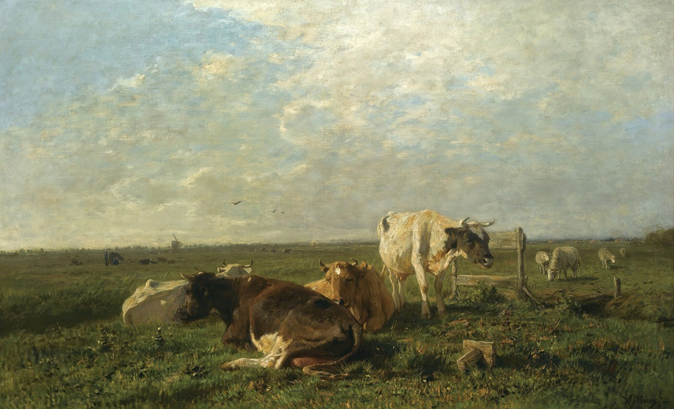 Cattle At Pasture by Anton Mauve - Artvee