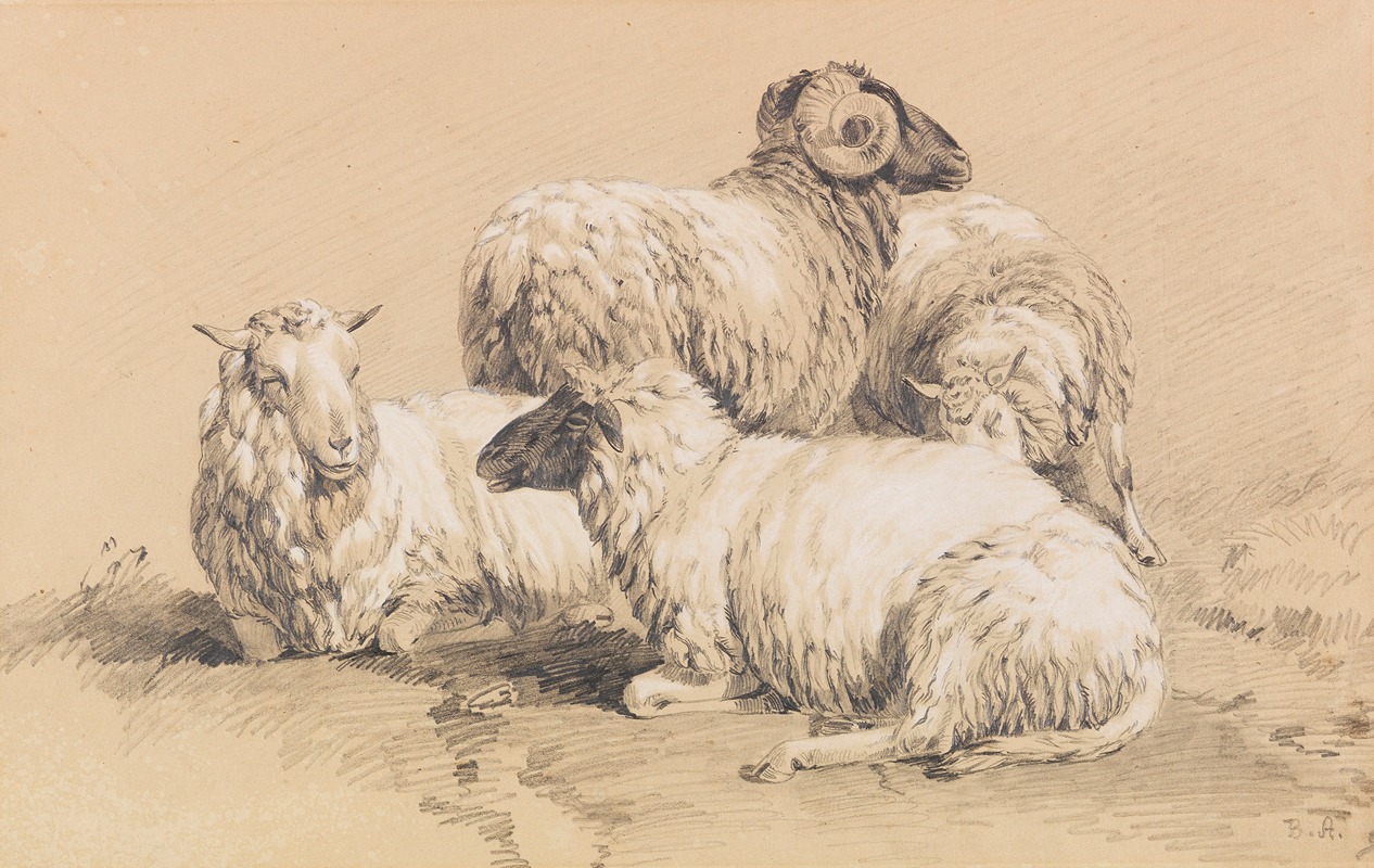 Benno Raffael Adam - Four sheep