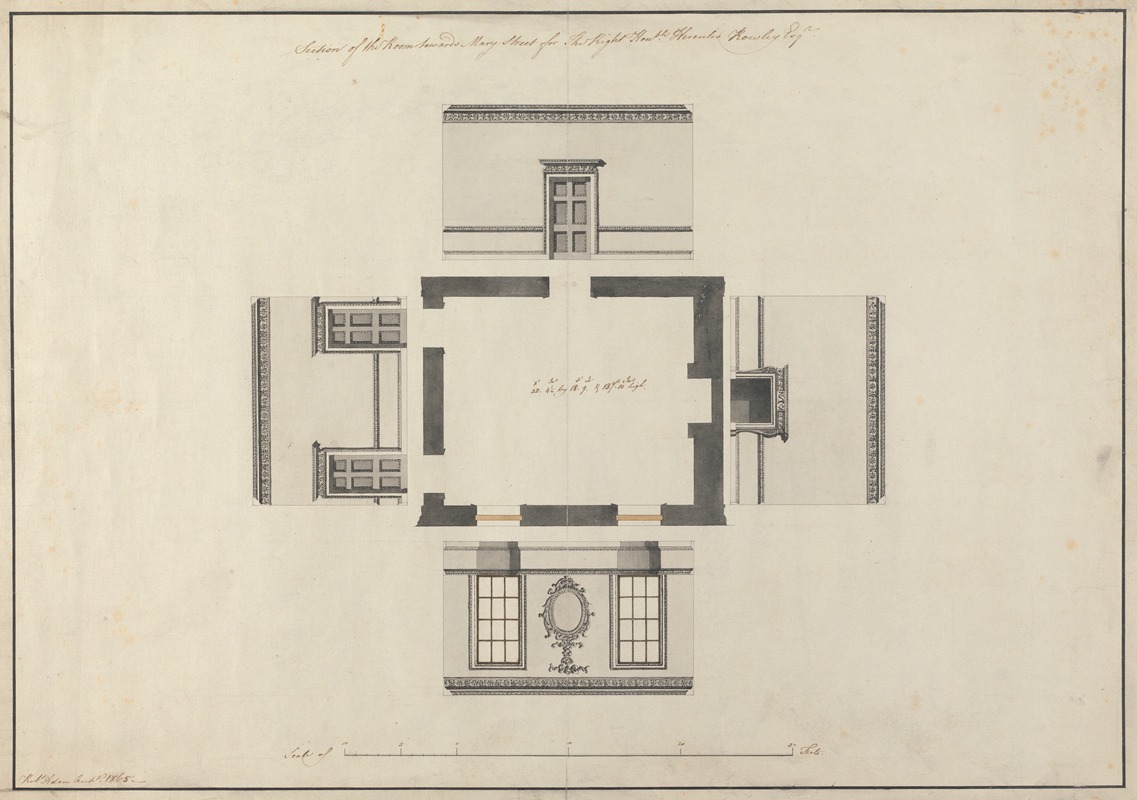 Robert Adam - Langford House, Dublin, Ireland: Elevations of Room Facing Mary Street