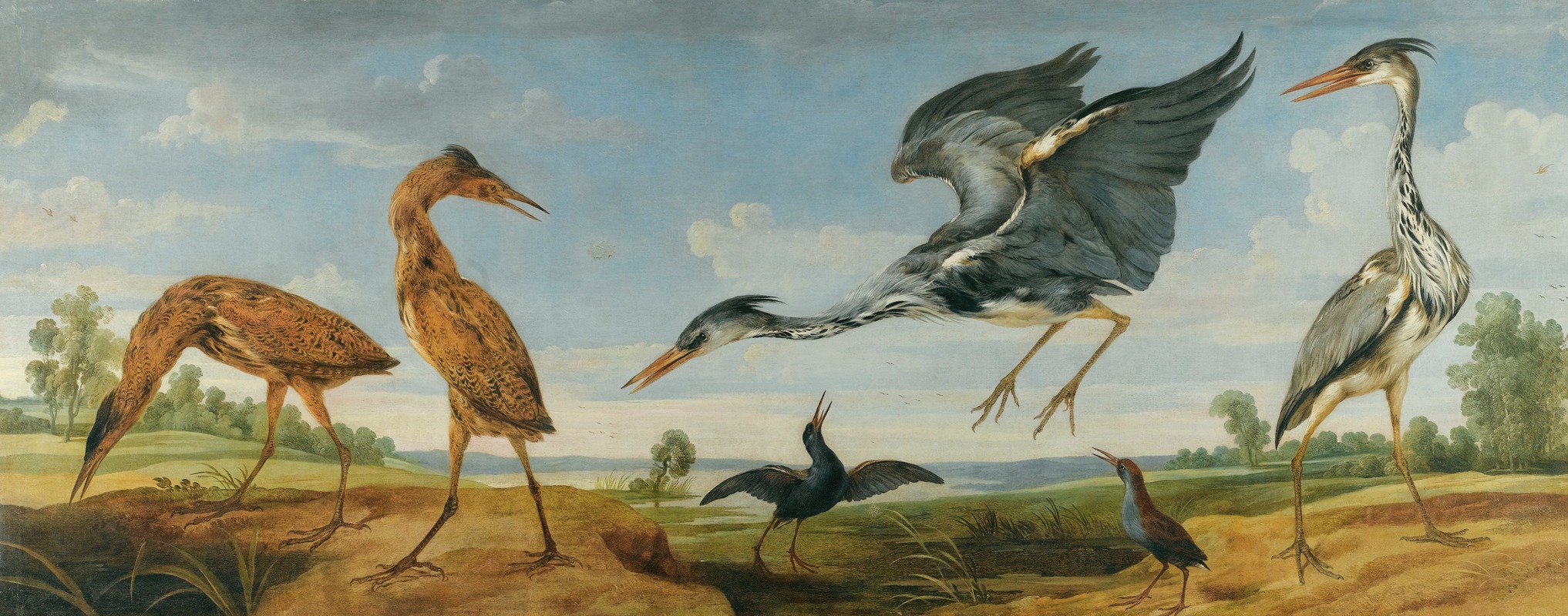Paul de Vos - Landscape With Pairs Of Herons And Bitterns