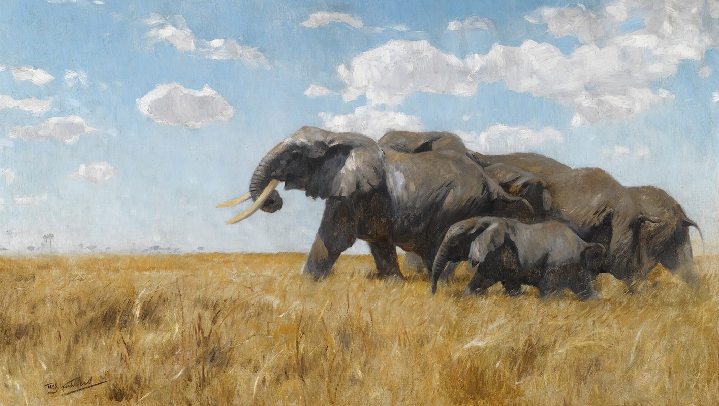 Wilhelm Kuhnert - Elefanten auf der wanderung (Elephants on the move)