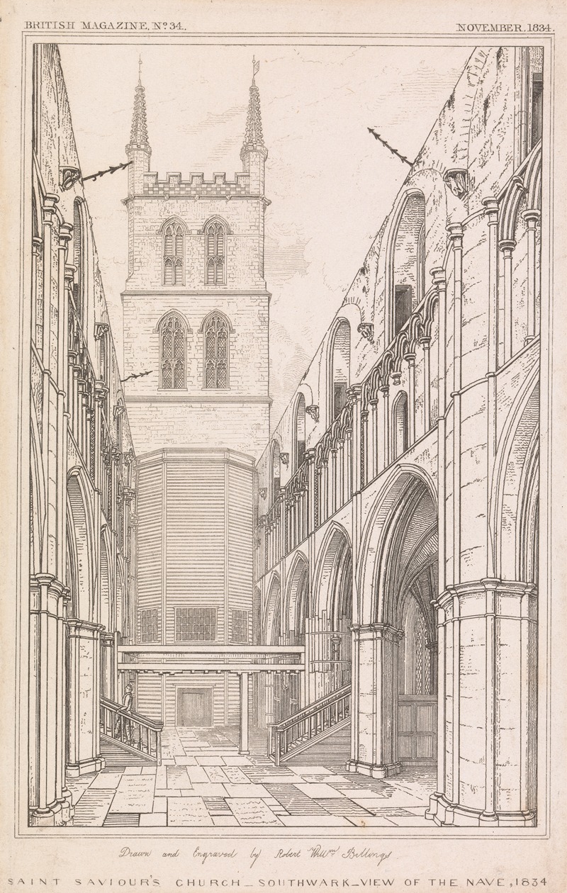 Robert William Billings - St. Saviour’s Church, Southwark-View of the Nave