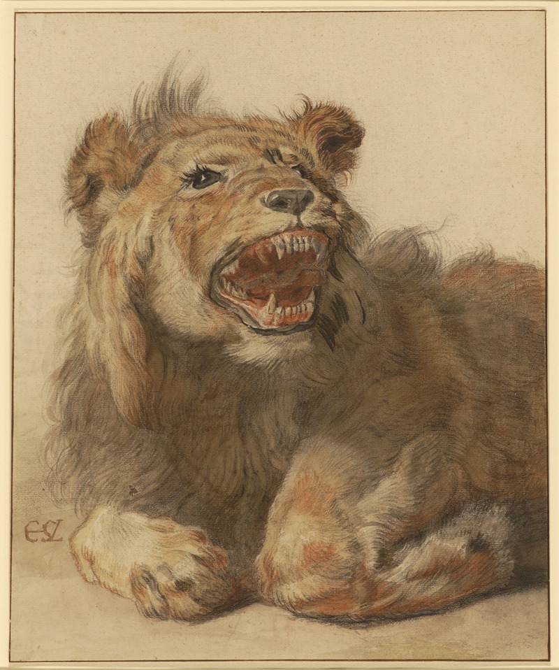 Cornelis Saftleven - A Lion Snarling